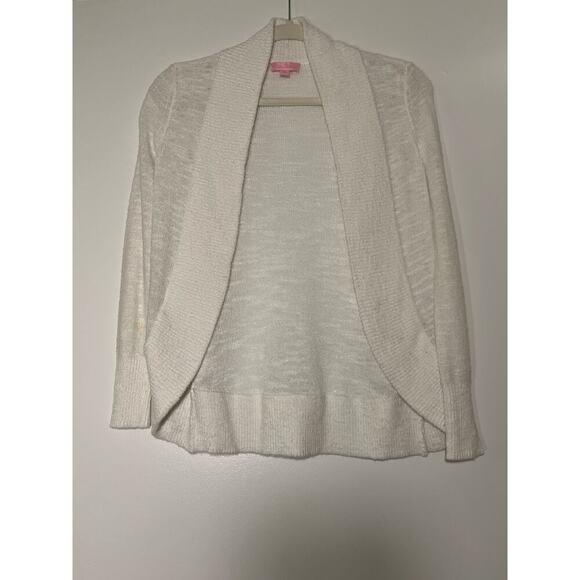 Lilly Pulitzer White Amalie Open Front Cardigan Sz XXS - Picture 2 of 6